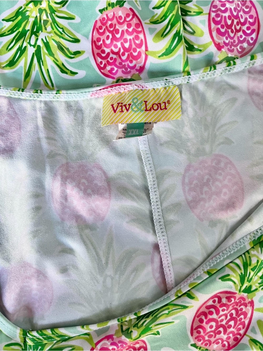 Viv & Lou Pineapple Print Kaftan Dress XXL Tropical Resort Vacation Cover Up - Picture 8 of 8